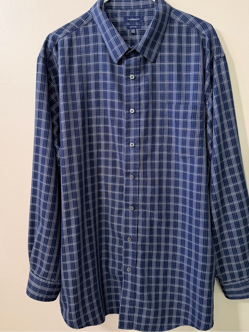 croft & barrow Navy and Grey Plaid Button-Down Shirt, Sz XXL